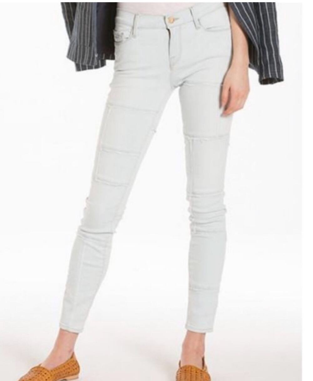 Frame Denim Le Skinny De Jeanne Patchwork Denim Jeans Light Wash 31